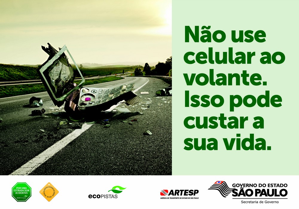 Nova campanha da EcoRodovias chama atenção para o perigo de utilizar o celular ao volante