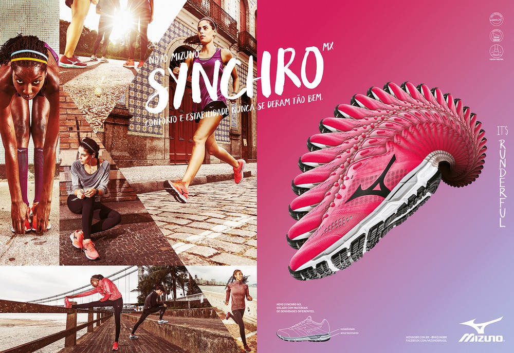 Mizuno lança campanha para o tênis Synchro MX com foco no máximo de amortecimento sem perder estabilidade