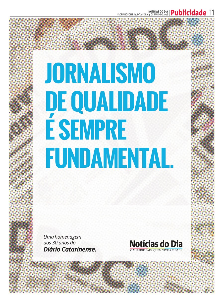 Notícias do Dia homenageia concorrente Diário Catarinense em anúncio