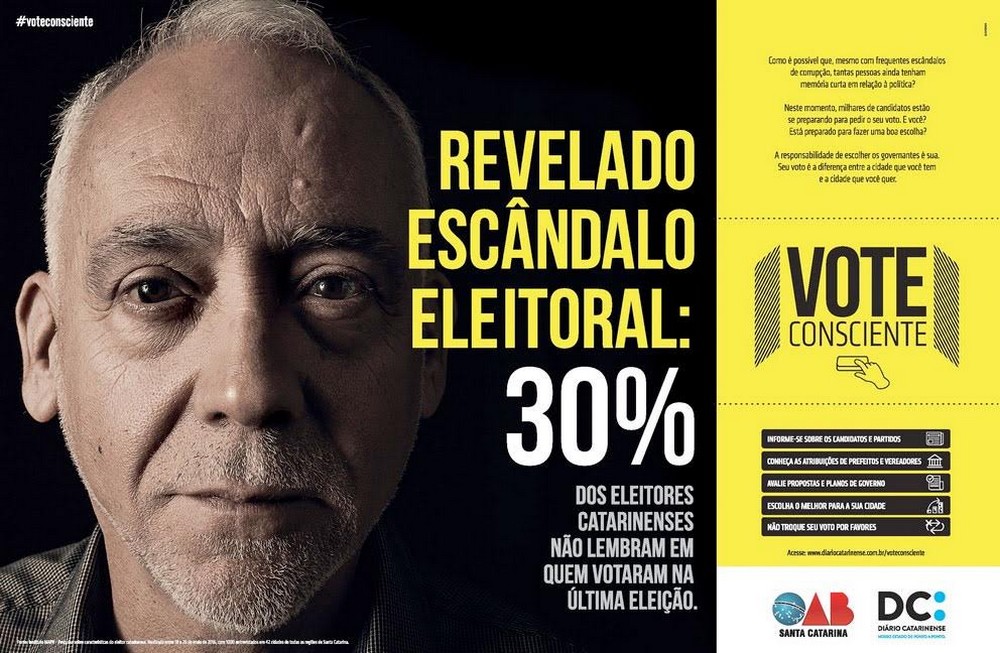 Diário Catarinense e OAB/SC lançam campanha “Vote Consciente” criada pela Sambba