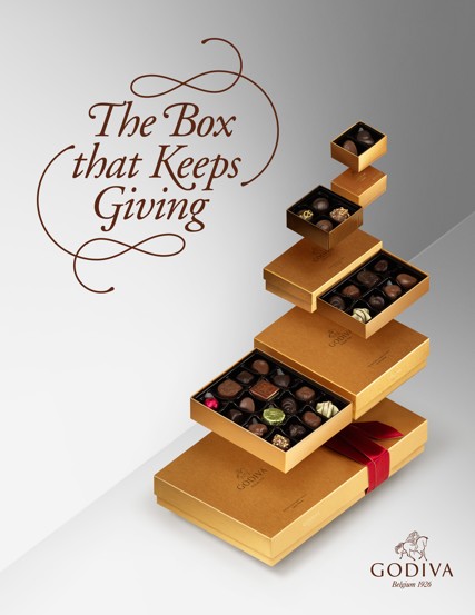Marca de chocolates celebra a generosidade com caixa de bombons que pode ser presenteada por quatro vezes