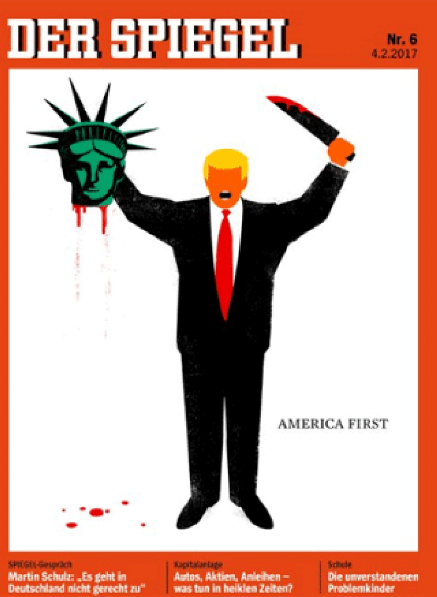 Trump “decapita” estátua da liberdade em capa de revista alemã