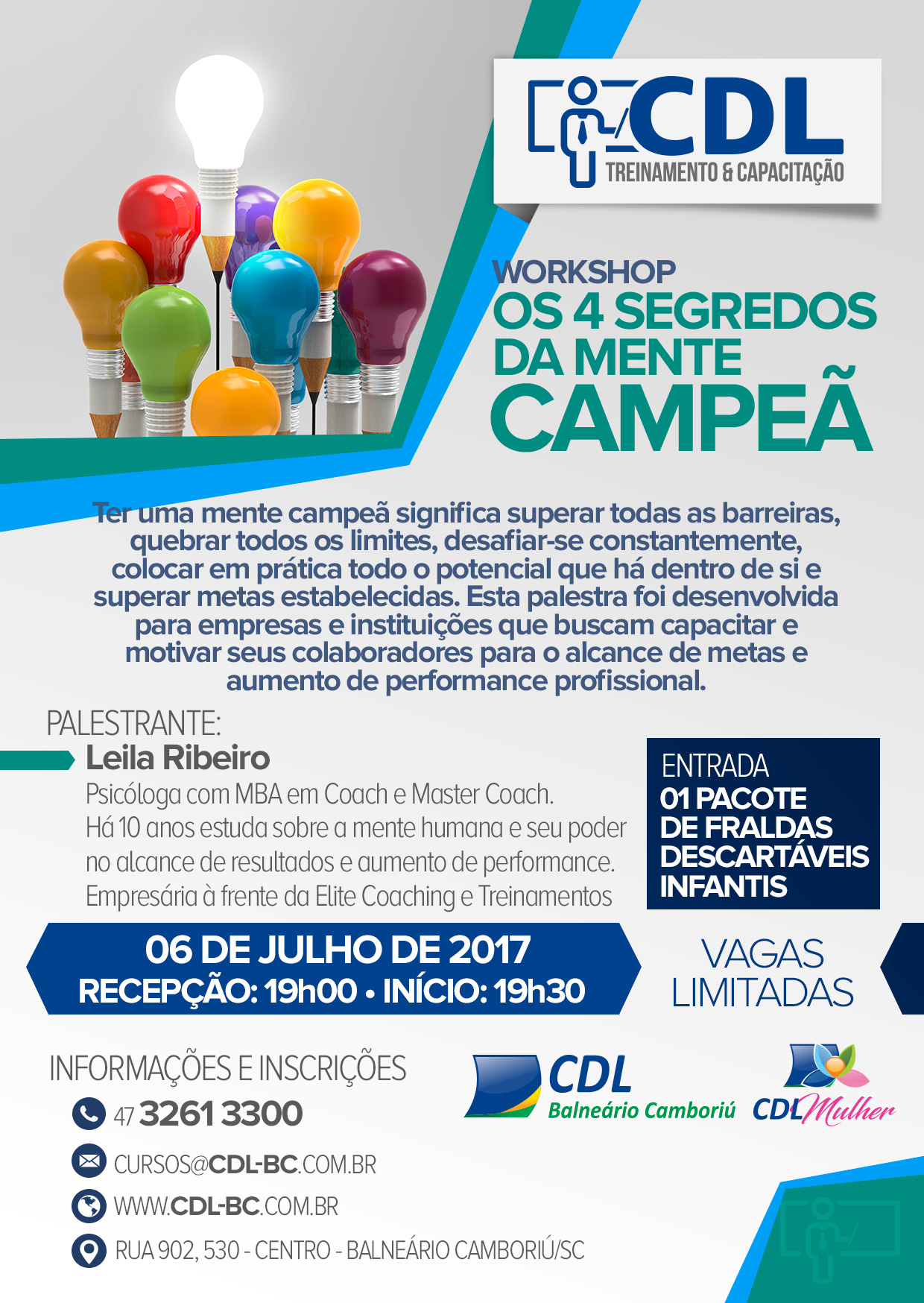 CDL Mulher promove workshop ‘“Os 4 Segredos da Mente Campeã’ com a psicóloga e master coach Leila Ribeiro