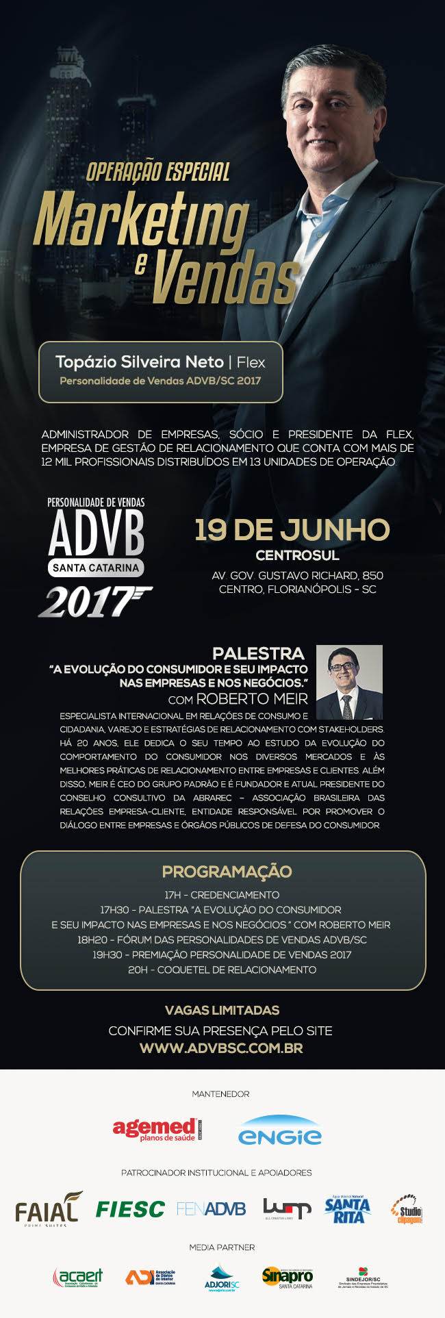 ADVB/SC realiza cerimônia para entrega do Prêmio Personalidade de Vendas 2017