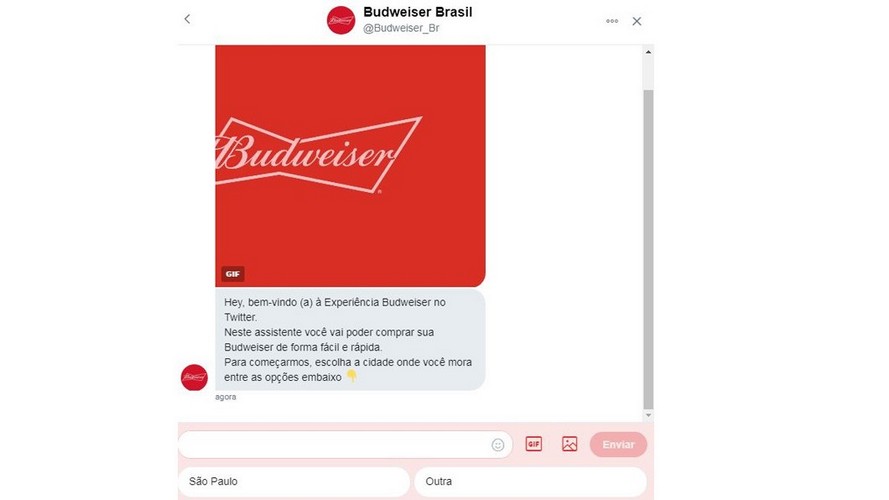 Budweiser e Twitter fecham parceria que permite ao usuário pedir cerveja por mensagem direta