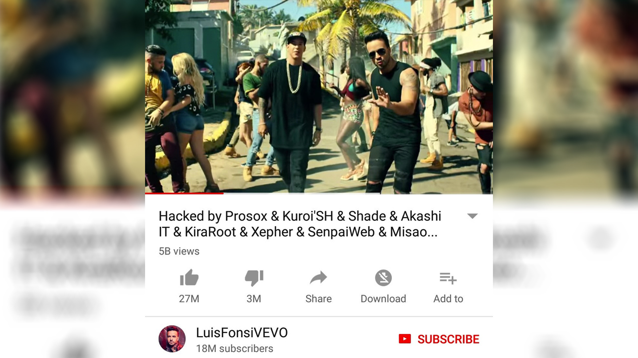 Hackers invadem contas de artistas do Vevo no YouTube e retiram clipe de ‘Despacito’ do ar