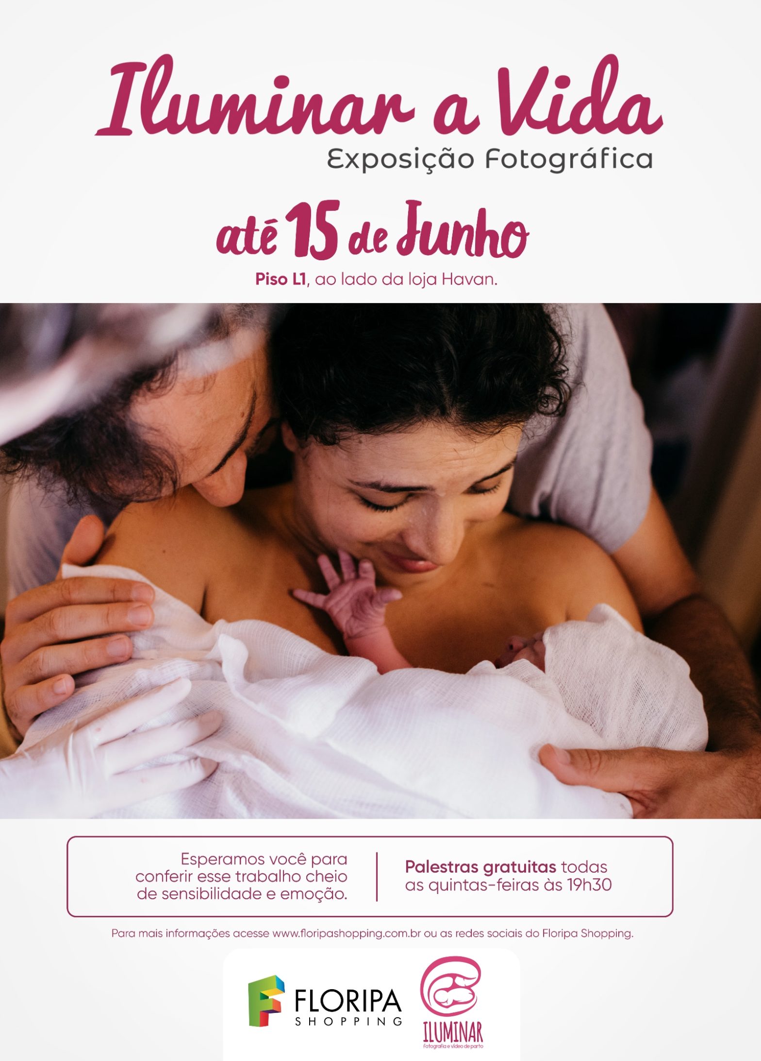 Floripa Shopping recebe exposição fotográfica de partos humanizados
