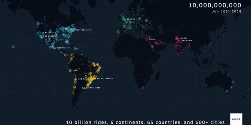 Uber ultrapassa a marca de 10 bilhões de viagens no mundo