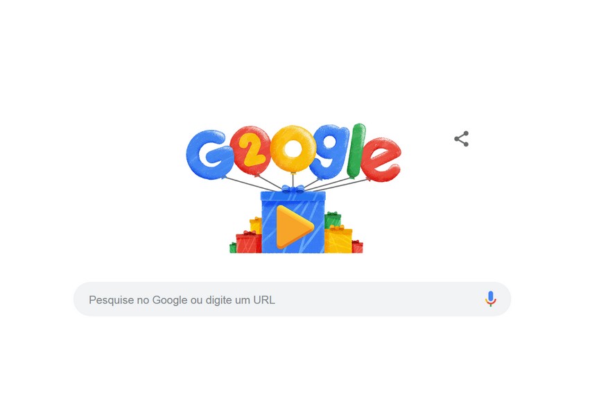 Doodle do Google celebra 20 anos do buscador