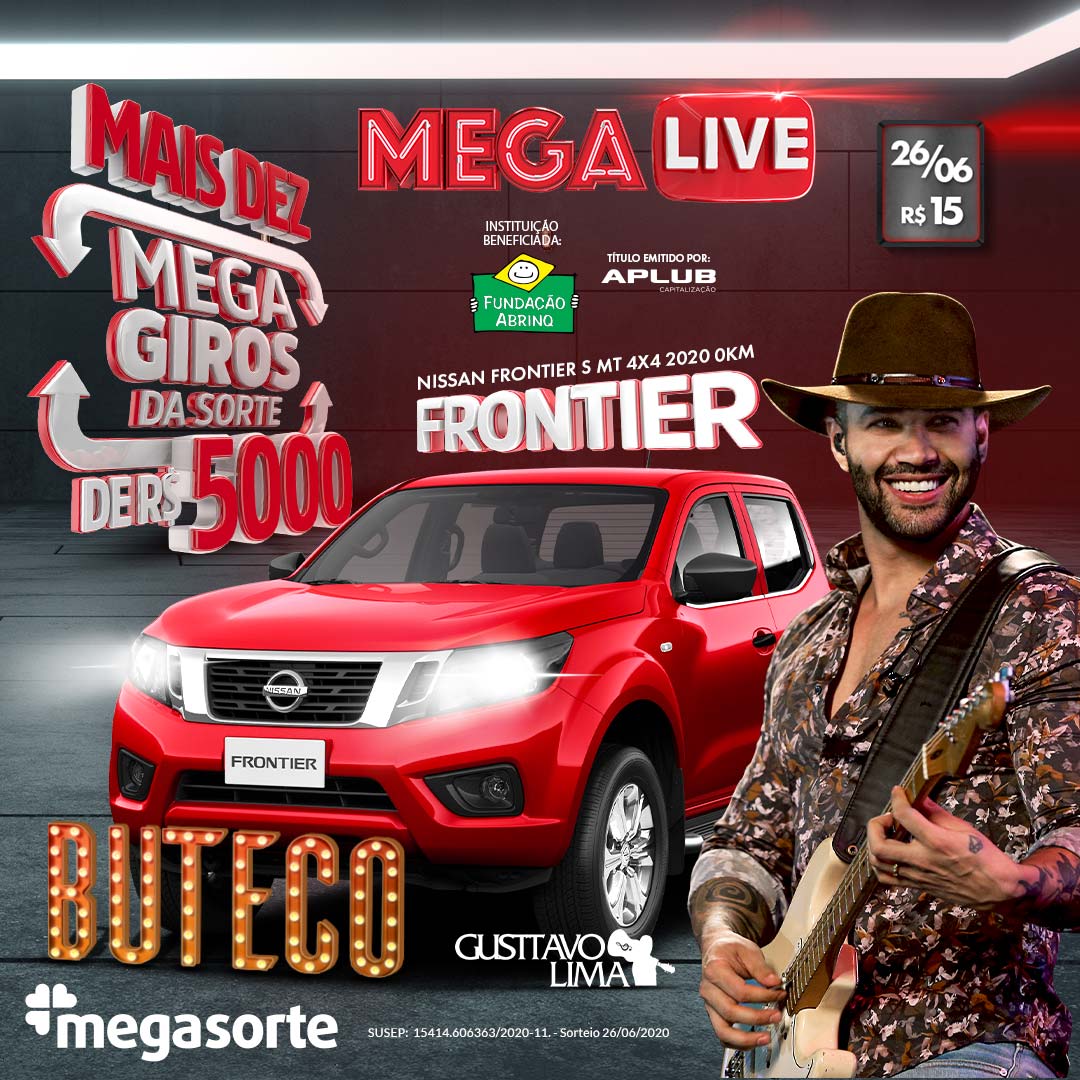 O Mega Sorte é Joinville na live ‘BUTECO’ do Gusttavo Lima.