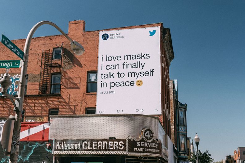 Campanha out of home do Twitter incentiva o uso da máscara