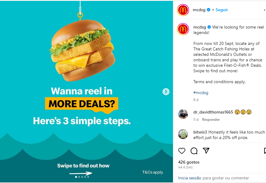 Campanha traz pesca no McDonald’s para promover hambúrguer de peixe