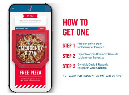 Ação da Domino's oferece pizza grátis aos seus clientes