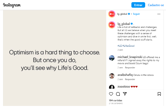 Nova campanha da LG revela para os consumidores o significado de “Life’s Good”