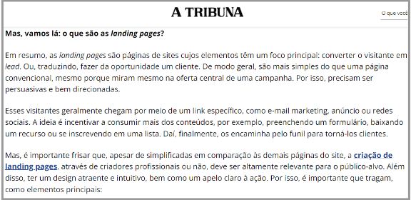 Inserção do texto âncora e backlink natural