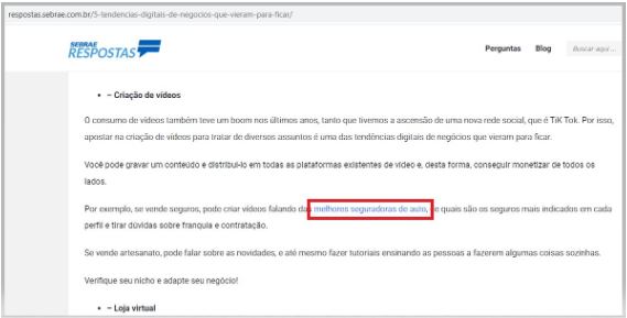 Link em uma palavra-chave super concorrida