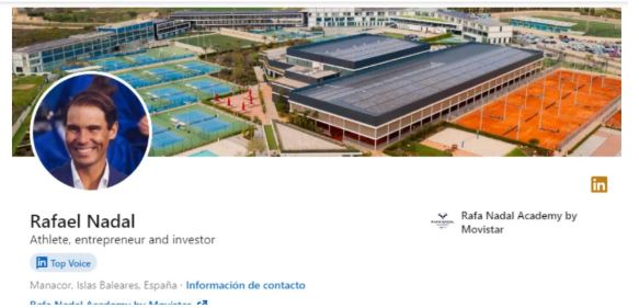 Após aposentadoria, o ex-tenista Rafael Nadal faz o seu perfil no LinkedIn Após aposentadoria, o ex-tenista Rafael Nadal faz o seu perfil no LinkedIn
