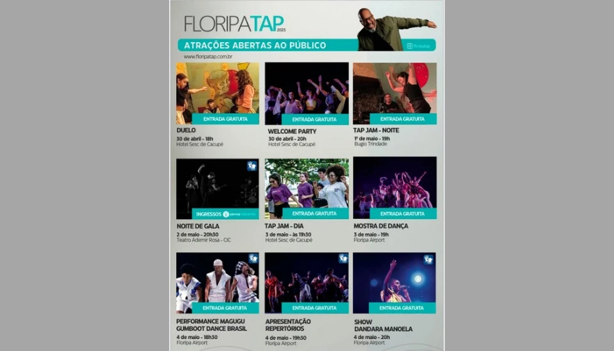 Floripa Tap traz programação gratuita e atrações internacionais