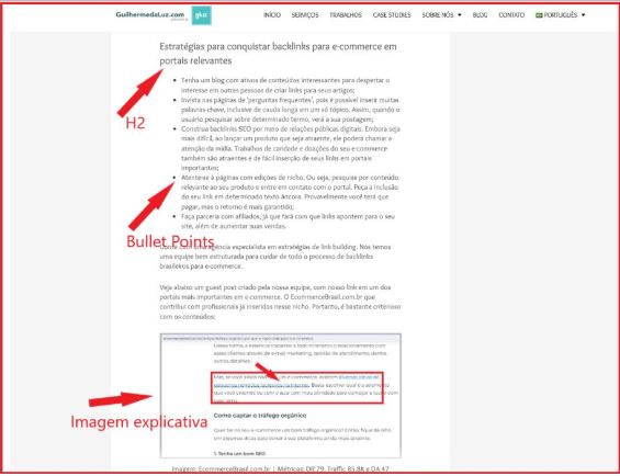 Estrutura do conteúdo SEO