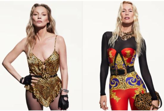 Claudia Schiffer e Kate Moss aparecem na última campanha Donatella Versace Claudia Schiffer e Kate Moss aparecem na última campanha Donatella Versace