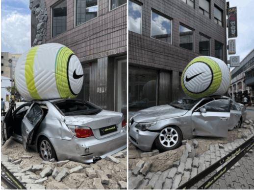 Nike esmaga uma BMW com bola gigante em nova campanha Nike esmaga uma BMW com bola gigante em nova campanha
