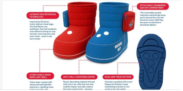 Domino’s aposta em botas térmicas gigantes para enfrentar o frio Domino’s aposta em botas térmicas gigantes para enfrentar o frio