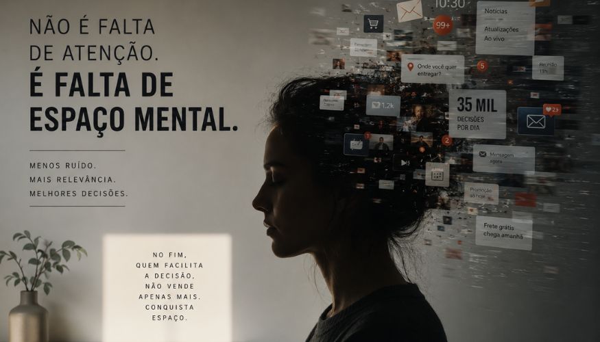 A gente não está sem atenção. Está sem espaço mental.