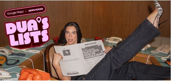 Dua Lipa transforma fama de “viajante incansável” em parceria com o Google Maps Dua Lipa transforma fama de “viajante incansável” em parceria com o Google Maps