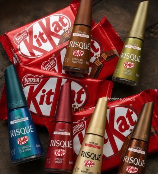 KitKat e Risqué unem chocolate e beleza em coleção de esmaltes KitKat e Risqué unem chocolate e beleza em coleção de esmaltes